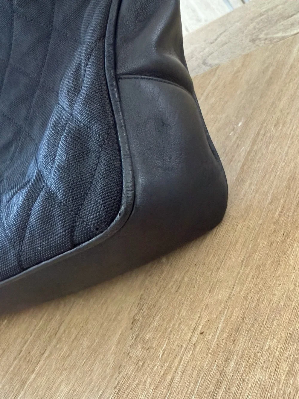 CHANEL Black Quilted Canvas Tote with Gold Chain-Strap